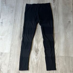 Forever 21 Black Solid Sheer Mesh Striped Yoga Pants Leggings Medium Small